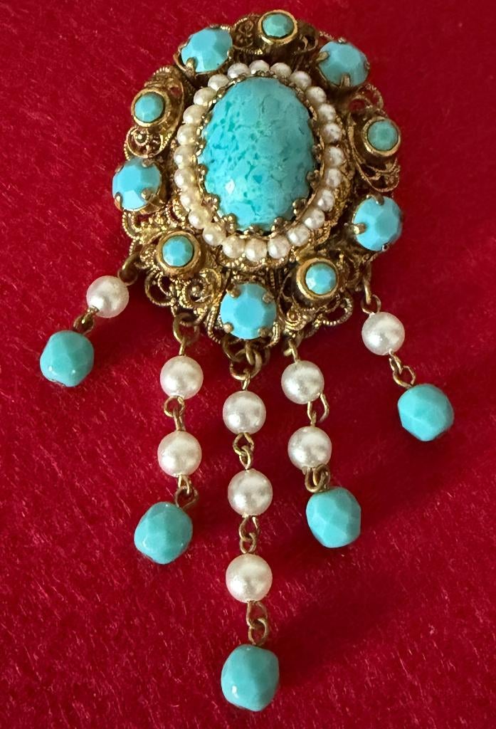 Ancienne Broche ou Pendentif Années 50, Bijoux, Sacs & Beauté, Bijoux anciens, Enlèvement ou Envoi, Autres matériaux, Broche