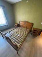 Eikenhouten twijfelaar met 2 bijhorende nachtkastjes, Huis en Inrichting, Ophalen, Gebruikt, Bruin, Twijfelaar