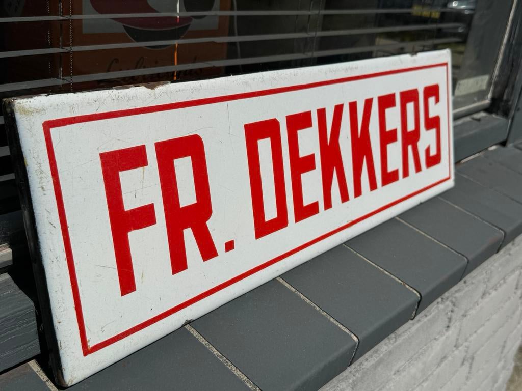 FR. dekkers emaille reclamebord, Antiek en Kunst, Antiek | Email, Ophalen of Verzenden