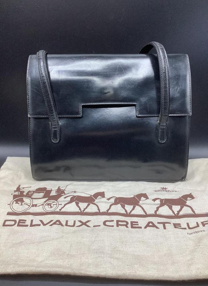Delvaux vintage tas, Handtassen en Accessoires, Tassen | Damestassen, Gebruikt, Handtas, Zwart, Ophalen of Verzenden