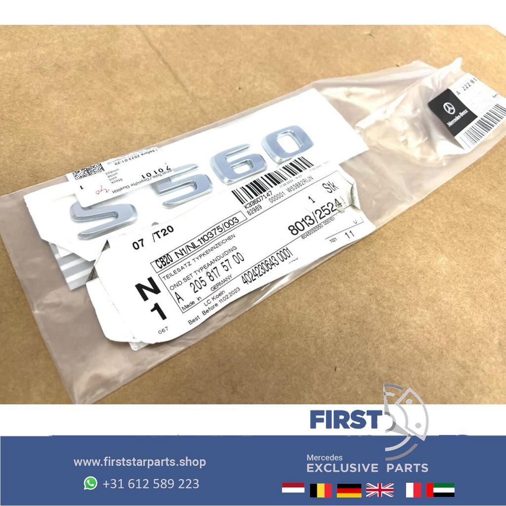 S560 LOGO W223 W222 W217 C217 CHROOM EMBLEEM Mercedes S Klas, Arrière, Utilisé, -, -