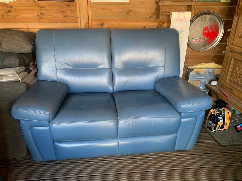 Lederen zetel in goede staat, Ophalen, Zo goed als nieuw, Tweepersoons, Rechte bank