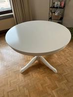 Ronde houten witte tafel uitschuifbaar, Traditionele charme en elegantie, 100 à 150 cm, Cinq personnes ou plus, Rond