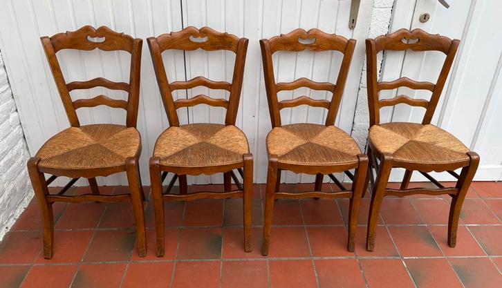 4 chaises campagnarde vintage, Maison & Meubles, Chaises, Utilisé, Enlèvement