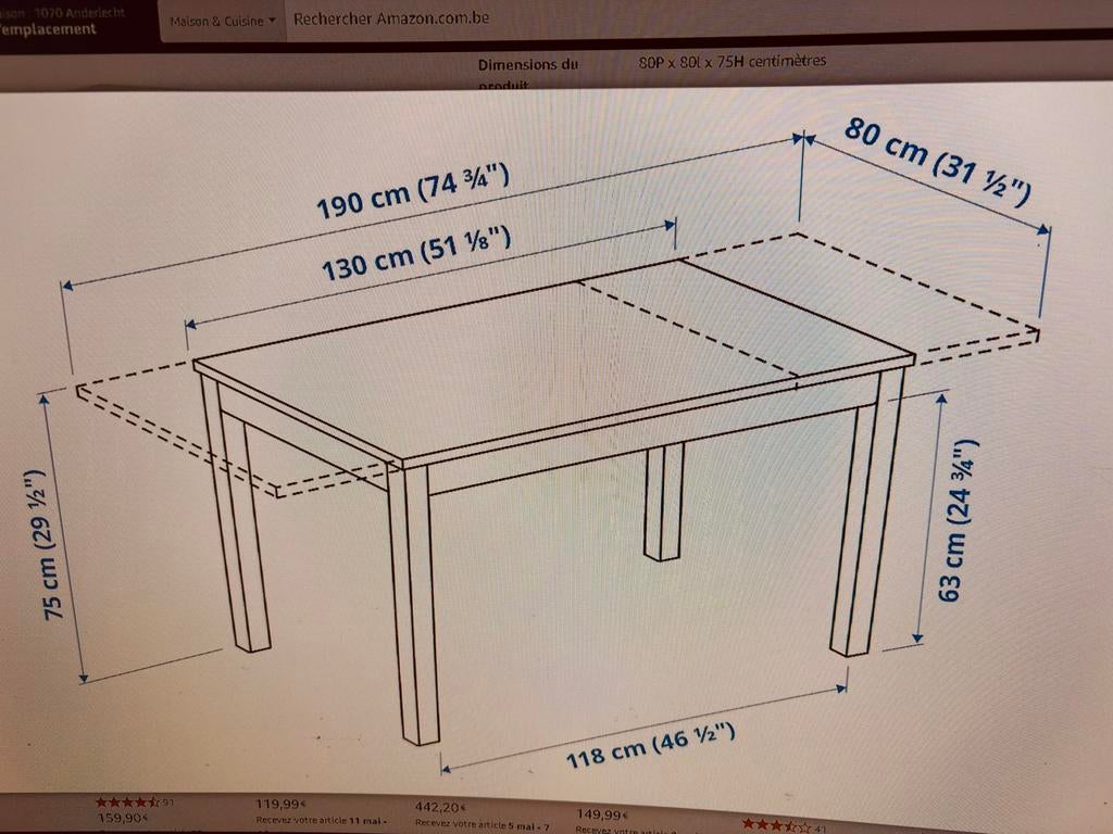 Table extensible ikea laneberg 130/190*80, Maison & Meubles, Tables | Tables à manger, Enlèvement, Comme neuf