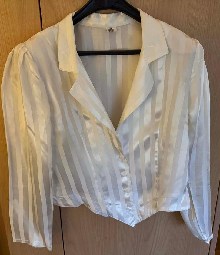heel mooi wit corsage - streepmotief - M 42-44 – perf. staat, Kleding | Dames, Blouses en Tunieken, Zo goed als nieuw, Maat 42/44 (L)
