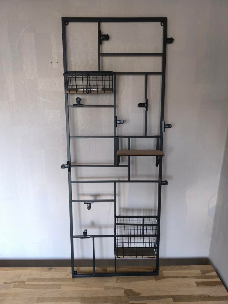 Wandrek met klemmen en haken - 150x54,5cm, Huis en Inrichting, Woonaccessoires | Wandplanken en Boekenplanken, Zo goed als nieuw