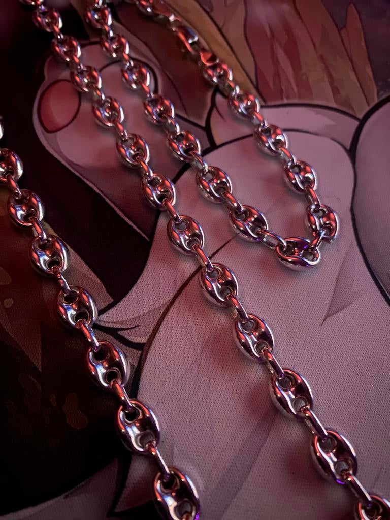 Zilver Gucci/Bean Link ketting / armband set, Enlèvement, Neuf, Argent