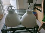 twee grote witte hanglampen, Ophalen, Gebruikt, Metaal