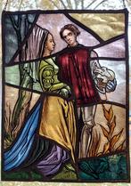 vitrail - Demoiselle médiévale et Jonkheer, Enlèvement ou Envoi