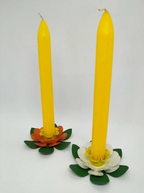 Vintage kaarshouders retro bloemvorm kaarshouders - W.German, Antiek en Kunst, Antiek | Kandelaars, Ophalen of Verzenden