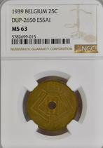 Belgium Essai 25 Cents 1939 FDC MS63, Envoi, Autre, Monnaie en vrac