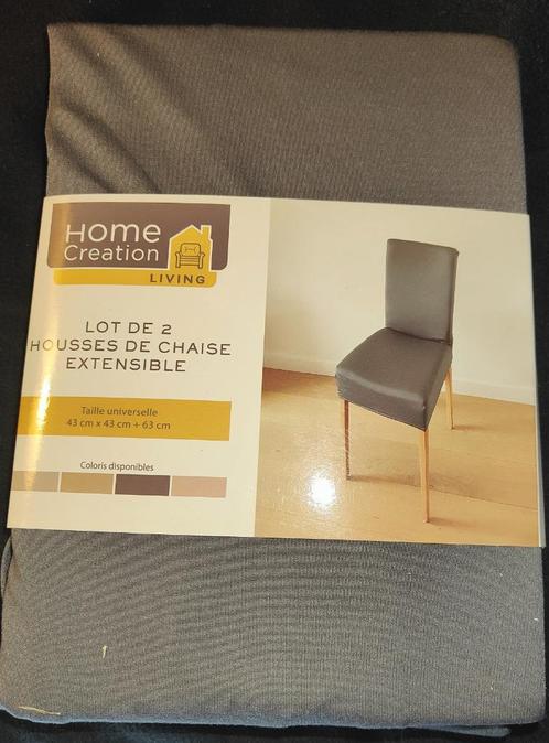 Set van 2 stoelhoezen, Huis en Inrichting, Stoelen, Nieuw, Twee, Stof, Grijs, Ophalen of Verzenden