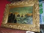 Antiek schilderij  ## schepen , storm op zee ##, Antiquités & Art, Art | Peinture | Classique, Enlèvement