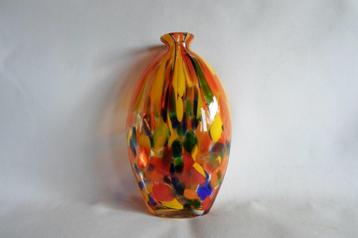 Vintage Spatter Multicolor Glas Vaas beschikbaar voor biedingen