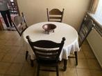 Keukentafel met  4 stoelen, Huis en Inrichting, Tafels | Eettafels, Ophalen, Zo goed als nieuw, Rond
