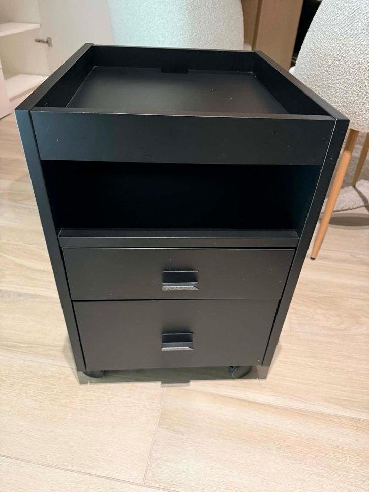 IKEA UPPSPEL ladeblok / kast op wieltjes – zwart, Huis en Inrichting, Bureaus, Gebruikt, Bureau, Met wielen, Ophalen