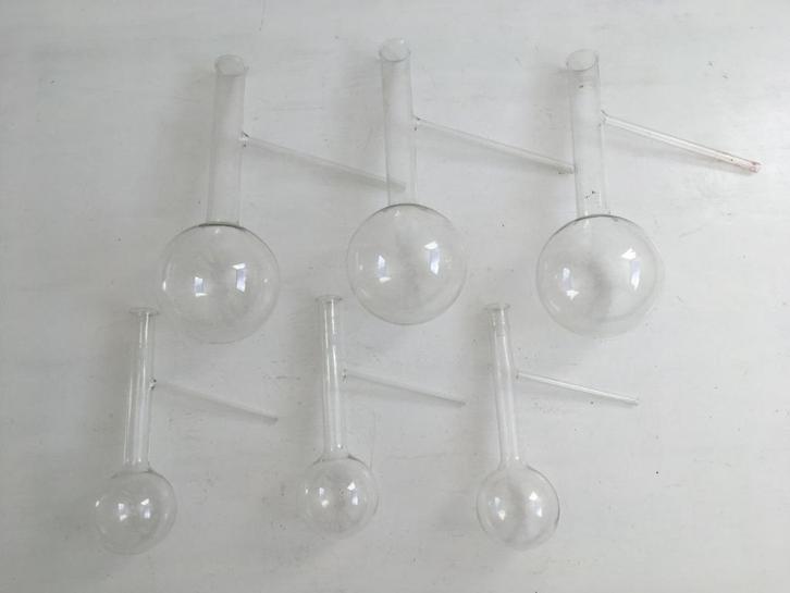 Destillatiekolven 250 en 1000ml - pyrex kookkolf met zijarm, Hobby en Vrije tijd, Overige Hobby en Vrije tijd, Gebruikt, Ophalen of Verzenden