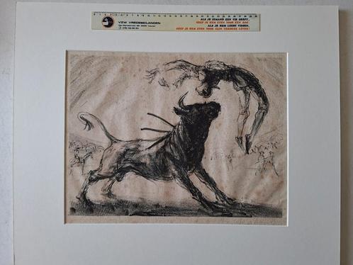 Vijf litho's van Otto Linnekogel "Stierengevecht", Antiek en Kunst, Kunst | Litho's en Zeefdrukken, Ophalen of Verzenden