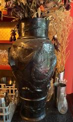 Paar grote Japanse bronzen vazen – gesigneerd – ca. 1900, Antiek en Kunst, Ophalen