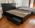 Lit Malm Ikea 160x200 cm avec 2 tiroirs noir, Maison & Meubles, Chambre à coucher | Chambres à coucher complètes, Comme neuf, Enlèvement ou Envoi