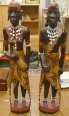 Koppel grote houten Masai beelden, Antiek en Kunst, Ophalen of Verzenden