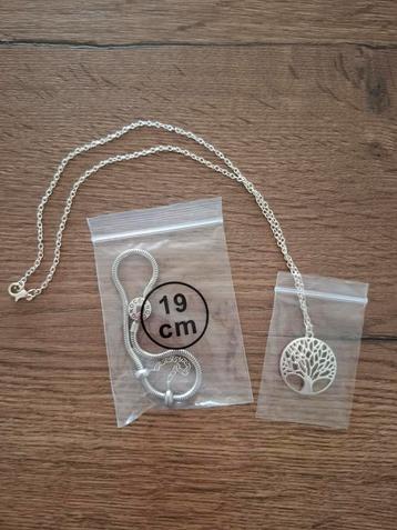 Nieuwe bedelarmband met bedelstopper + ketting levensboom beschikbaar voor biedingen