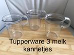 Tupperware 3 dezelfde melk kannetjes zonder deksel 15 foto's, Verzenden, Zo goed als nieuw, Wit, Beker of Kan