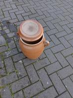 Licht bruine aarden pot met deksel, Enlèvement, Utilisé