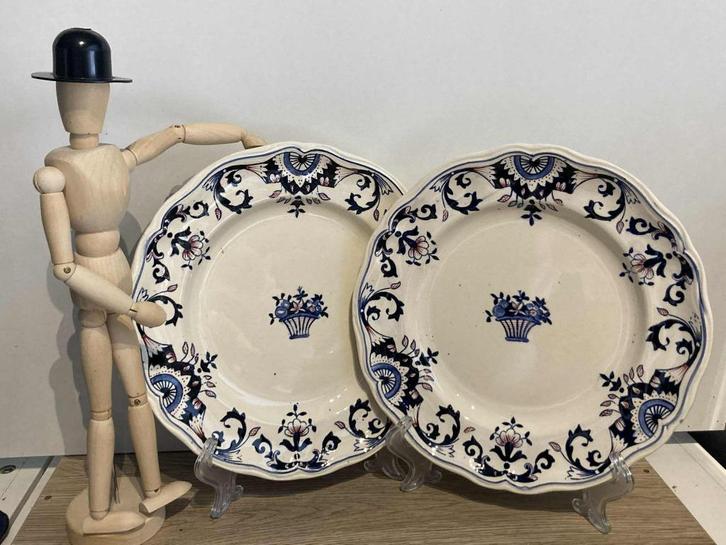 2 antieke borden Longchamp France Rouennais decor, Antiek en Kunst, Antiek | Keramiek en Aardewerk, Ophalen of Verzenden