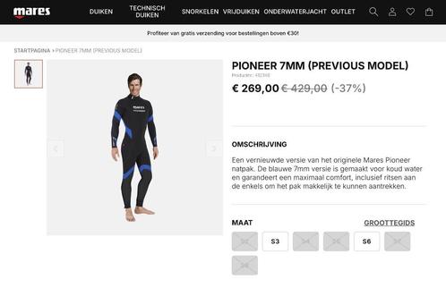 Nieuwe Mares 7mm Pioneer Wetsuit Man size M - Ecocheques, Watersport en Boten, Duiken, Nieuw, Duikpak, Ophalen of Verzenden