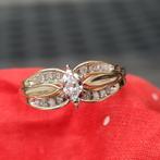 diamant Ring Dames 585 met ca, Bijoux, Sacs & Beauté, Bagues, Comme neuf, Avec pierre précieuse, Or, 18 à 19