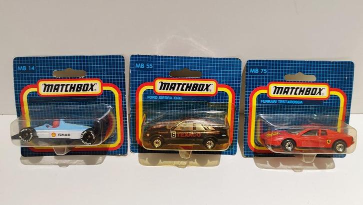 Lot 3x Matchbox jaren '80 -F1-Ford Sierra-Ferrari Testarossa, Hobby & Loisirs créatifs, Voitures miniatures | Échelles Autre, Enlèvement ou Envoi