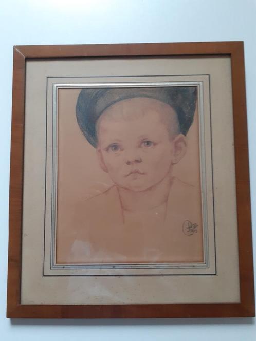 2 portraits d'enfant au crayon de Maurits Pauwaert, Antiquités & Art, Art | Dessins & Photographie, Enlèvement ou Envoi