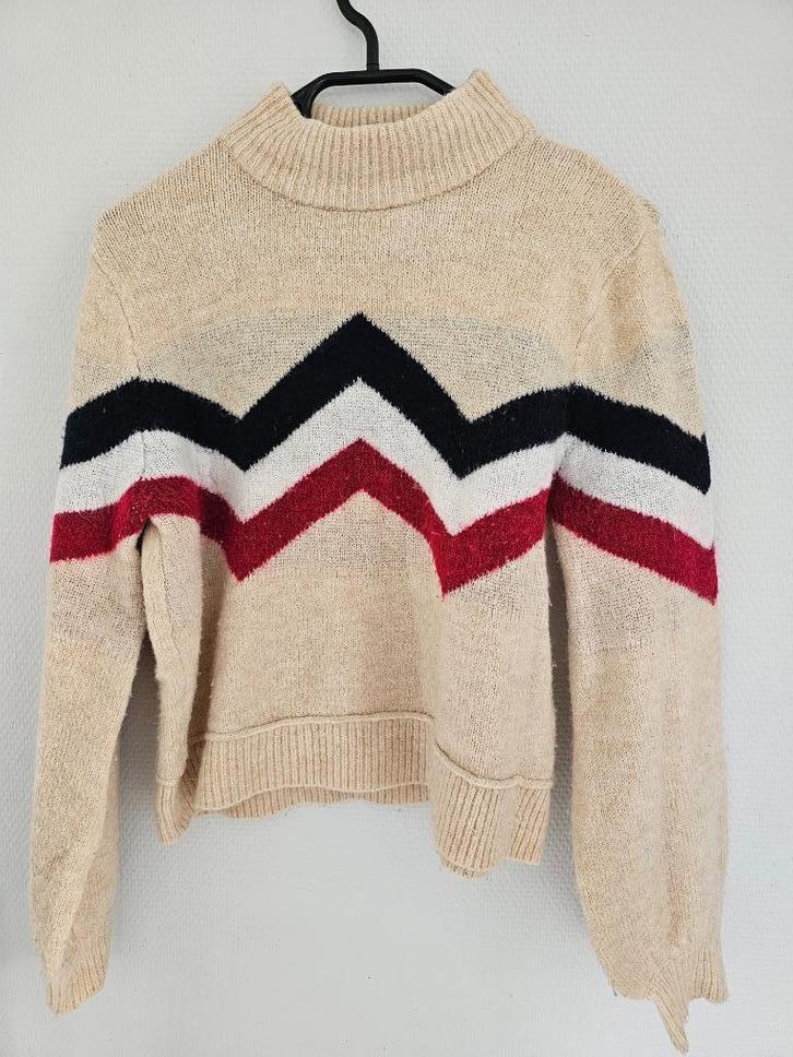 beige trui met gekleurde strepen, Kleding | Dames, Truien en Vesten, Gedragen, Maat 42/44 (L), Beige, Ophalen of Verzenden