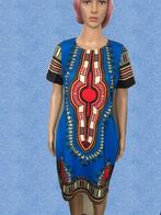 Robe colorée avec imprimé africain (taille S/M), Taille 36 (S), Yumei, Bleu, Porté