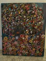 Tableau peinture fait main Africaine fleurs 40x50, Enlèvement