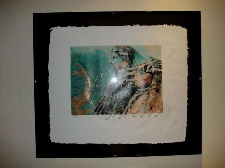 Litho Gerti Bierenbroodspot - Vrouw met paard - gesigneerd, Antiek en Kunst, Kunst | Schilderijen | Klassiek, Ophalen