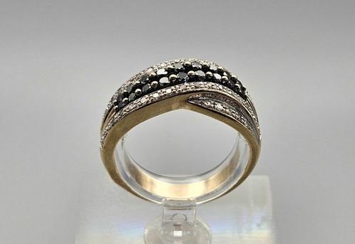 Gouden Vintage ring zwarte diamanten Ca: 0.50 ct. 2025/253, Handtassen en Accessoires, Antieke sieraden, Ring, Goud, Met edelsteen