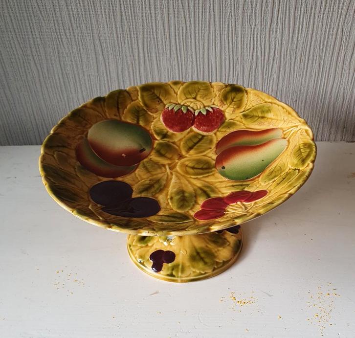 Prachtige Sarreguemines fruitschaal Majolica/barbotine, Antiek en Kunst, Antiek | Keramiek en Aardewerk, Ophalen of Verzenden