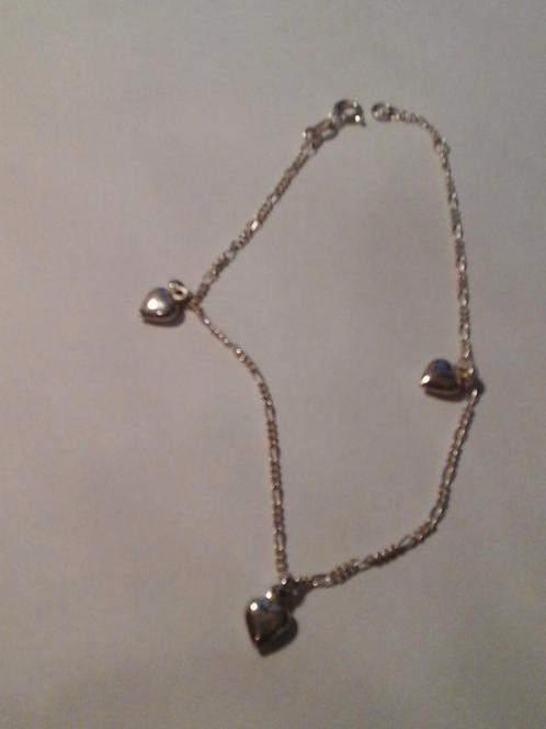 echt zilveren armband met zilveren hartbedeltjes, Handtassen en Accessoires, Armbanden, Nieuw, Zilver, Zilver, Met bedels of kralen