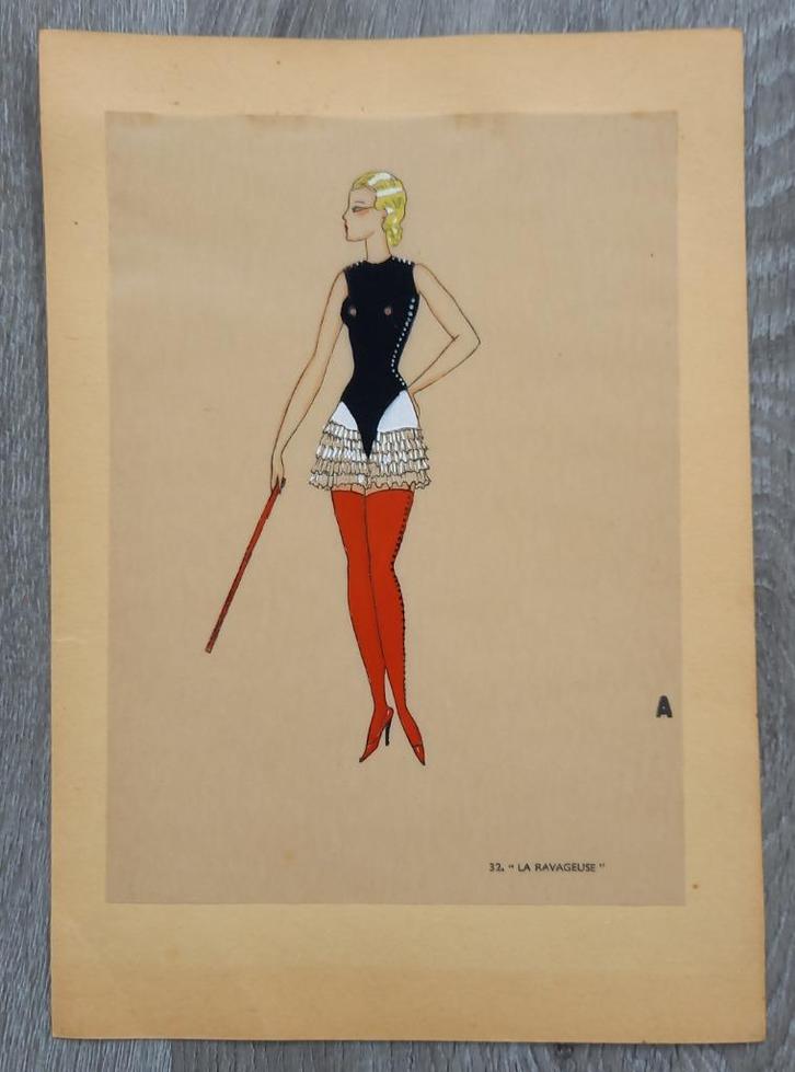 [art deco] Pochoir illustratie La Ravageuse, Antiek en Kunst, Kunst | Litho's en Zeefdrukken, Ophalen of Verzenden