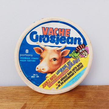 Oude doos met koeienkaas van Grosjean beschikbaar voor biedingen