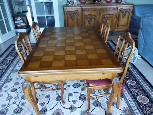 Eetplaats Louis XV massief eiken dressoir tafel en stoelen, Antiek en Kunst, Antiek | Meubels | Stoelen en Sofa's, Ophalen