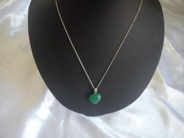 Ketting zilver met Serpentine hartje beschikbaar voor biedingen