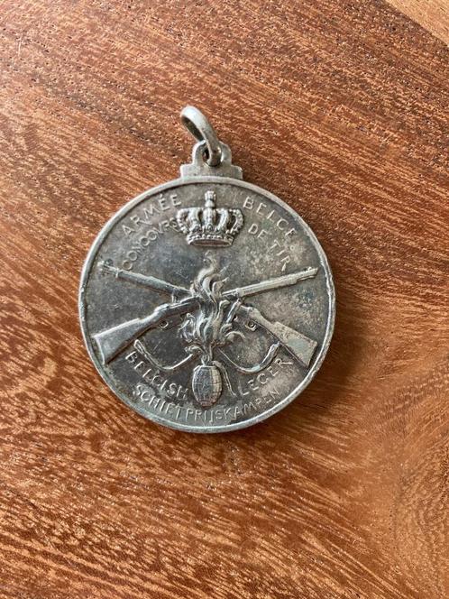 Zilveren medaille van het Belgische leger, Verzamelen, Militaria | Algemeen, Landmacht, Lintje, Medaille of Wings, Ophalen of Verzenden