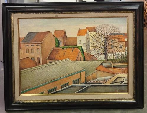 Rik BROUWERS,  stadsgezicht over de daken, Antiek en Kunst, Kunst | Schilderijen | Klassiek, Ophalen of Verzenden