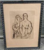 Gravure femme signe Louis buisseret, Antiquités & Art, Enlèvement ou Envoi