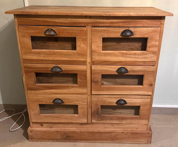 Artisanale houten ladekast, Huis en Inrichting, Kasten | Ladekasten, Gebruikt, Minder dan 100 cm, 50 tot 100 cm, 25 tot 50 cm