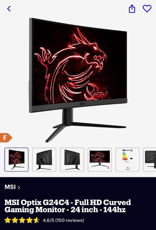 MSI Optix G24C4 - Full HD Curved Gaming Monitor - 24 inch -, Informatique & Logiciels, Moniteurs, Neuf, 101 à 150 Hz, DisplayPort